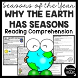 Why Earth Has Seasons Reading Comprehension Worksheet Seas