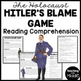 Hitler's Blame Game Reading Comprehension Worksheet Holoca