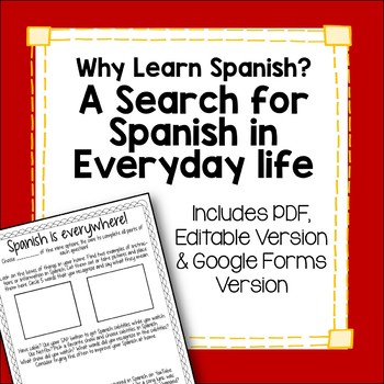 Preview of Why Learn Spanish Finding Spanish in Everyday Life Scavenger Hunt Assignment