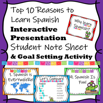 Preview of Why Learn Spanish  Top 10 Reasons to Study Spanish Presentation & Activities