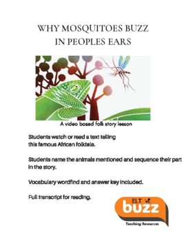 Preview of Why Mosquitoes Buzz In People's Ears. ESL, EFL, folktale, reading, video, animal
