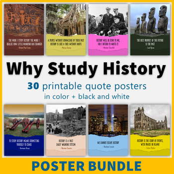 Preview of History Quote Posters Printable Social Studies Classroom Decor