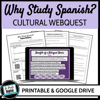 Preview of Why Study Spanish? Webquest - Beginning Spanish, Back to School, First week