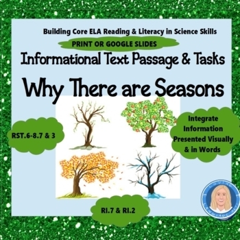 Preview of Why There Are Seasons - Informational Text Passage & ELA Tasks With Visuals FREE