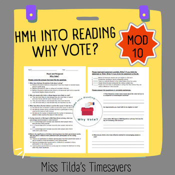 Preview of Why Vote? - Grade 6 HMH into Reading