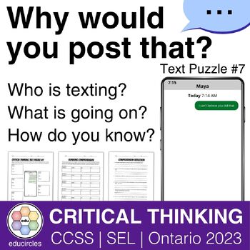 Preview of Why Would You Post That? Critical Thinking Text Puzzle 7 | Digital Literacy SEL