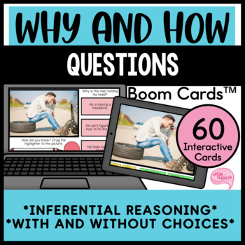 Preview of Why and How Questions Inferential Reasoning Speech Therapy No Prep Boom Cards