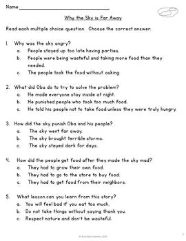 Why the Sky is Far Away Story Resource Printable PDF by Busy