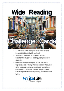 Preview of Wide Reading Challenge Cards