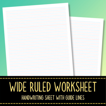 Printable Lined Paper wide ruled with dashed center guide line