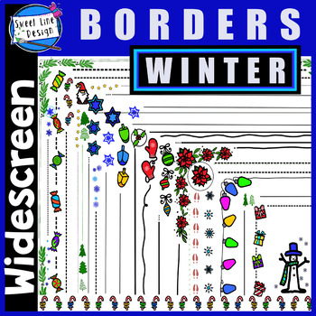 Preview of Widescreen 16:9 Ultra Thin WINTER Borders Set 6 - for Google Slides/Powerpoint