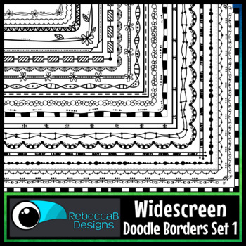 Preview of Widescreen 16:9 Doodle Borders Clip Art Set 1 - Google Slides™ and PowerPoint™