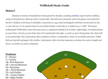 Preview of Wiffle Ball Study Guide/Rules