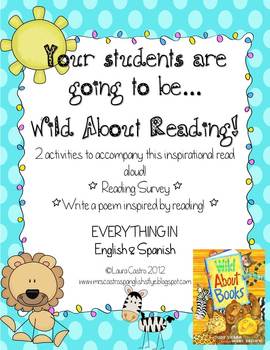 Preview of Wild About Reading - Bilingual Activity Pack  with Reading Survey