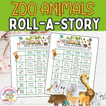 Preview of Wild Adventures For Creative Writing Centers Activity: At The Zoo  Roll-a-Story