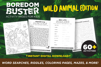 Preview of Wild Animal Safari Activity Pages | Coloring Pages, Word Searches, & Puzzles