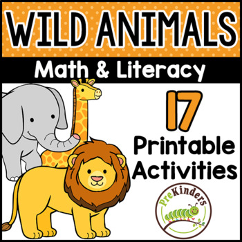 Preview of Wild Animal Safari Math and Literacy, Zoo Activities Thematic Unit