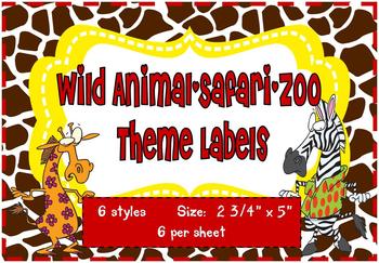 Wild Animal/Safari/Zoo Theme Labels *editable* by teaching with peace