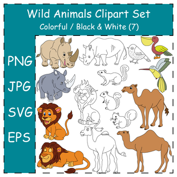 Preview of Wild Animals Clipart Collection. Cartoon Wildlife Illustrations | Commercial Use
