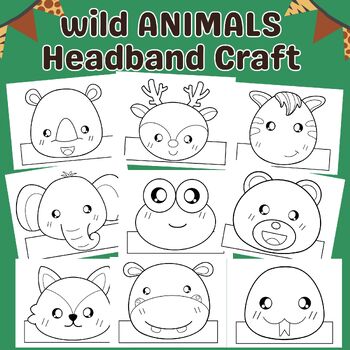 Preview of Wild Animals Craft Activity Worksheets, Zoo Animals Paper Crowns, Animal Hats