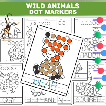 Preview of Wild Animals Dot Markers Coloring Pages -Bingo Daubers - Safari Animals Activity