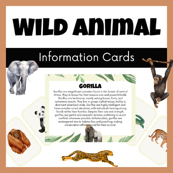 Preview of Wild Animals Information Cards