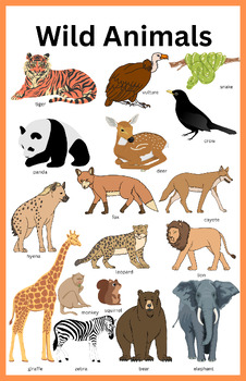 Wild Animals Minimalist Educational Chart PDF (ready to print/laminate)