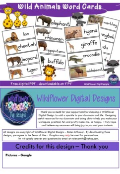 Preview of Wild Animals Word Cards