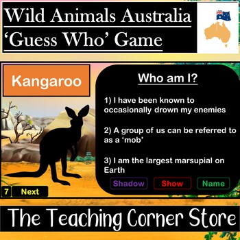 Preview of Wild Animals of Australia - Guess Who PPT Game - Unique Facts, Shadows, Cliparts