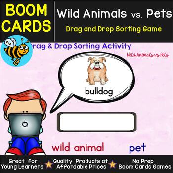 Preview of Wild Animals vs Pets Boom Cards Category Sorting