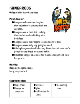 Preview of Wild Animals with Wild Kratts - Lesson Plans