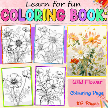 Wild Flower Colouring Page by Learn for funn | TPT