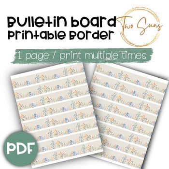Preview of Wild Flowers Themed Mini Bulletin Board Border, Printable Border, PDF Format