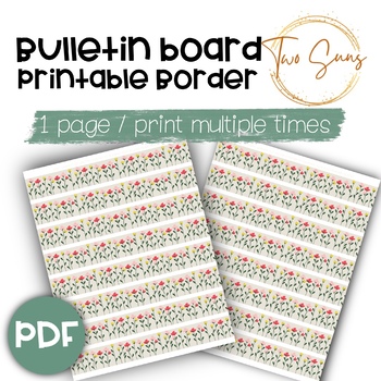 Preview of Wild Flowers Themed Mini Bulletin Board Border, Printable Border, PDF Format