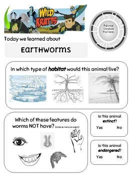 Preview of Wild Kratts Student Sheets Set