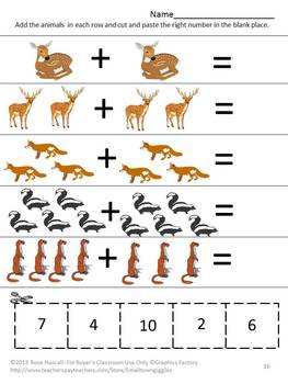 animals wild life cut and paste math literacy special education