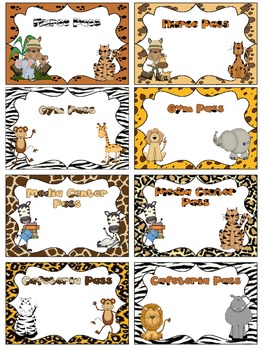 EDITABLE Wild Safari Classroom Passes by ATBOT The Book Bug | TPT