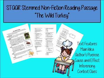 Preview of Wild Turkey Nonfiction STAAR reading passage and questions