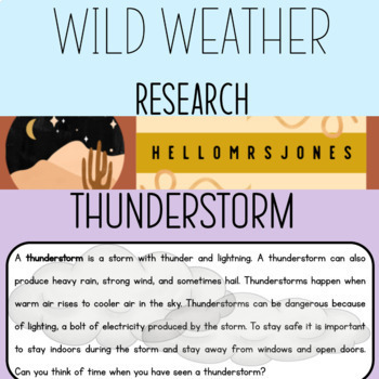 Preview of Wild Weather - Reading Comprehension (Full)