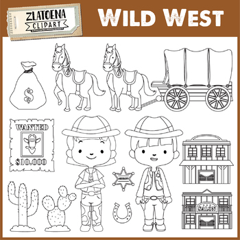 Wild West Digital Clipart Cowboy clip art Cowgirl graphics Sheriff Western