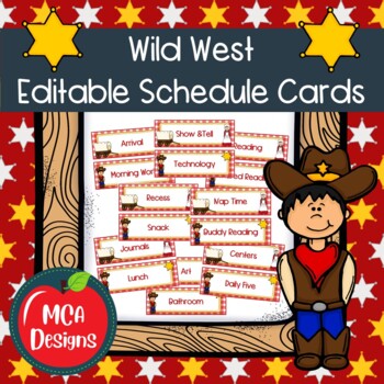Preview of Wild West Editable Schedule Cards