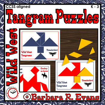 Preview of TANGRAMS TANGRAM PUZZLES Math Center Critical Thinking Western Theme