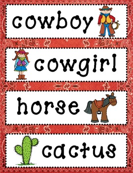 Preview of Wild West Vocabulary Cards for Word Wall