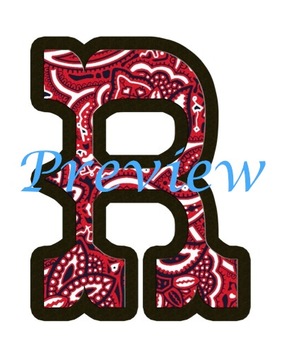 Preview of Wild West - Western Themed Red Bandana Alphabet Graphic Set