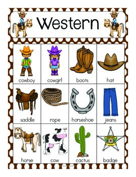 Wild Wild West Vocabulary Cards by The Tutu Teacher | TpT