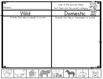 Preview of Wild and  Domestic Animals - Easy Reader and Cut & Paste