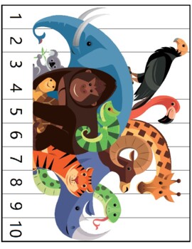 Preview of Wild animal themed Number Sequence Puzzle (numbers 1-10)