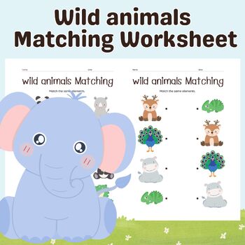 Preview of Wild animals Matching Worksheet