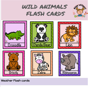 Preview of Wild animals flash cards in English