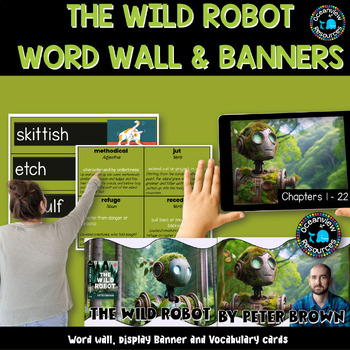 Preview of Wild robot word wall, vocabulary cards and display banners.